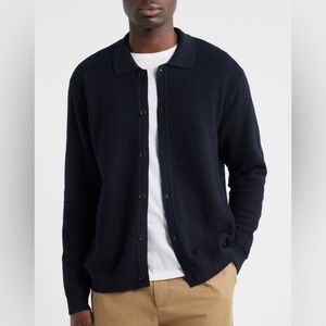 NN07 Navi 6499 Ribbed Cotton Full Button Cardigan Navy Blue XL